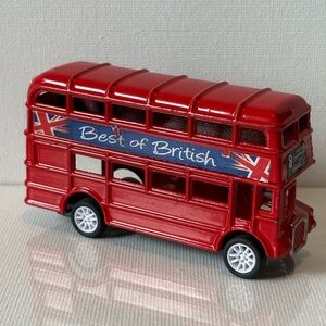 BEST OF BRITISH red Metal Die Cast DOUBLE DECKER BUS 4 1/2" Die Cast Cake Topper
